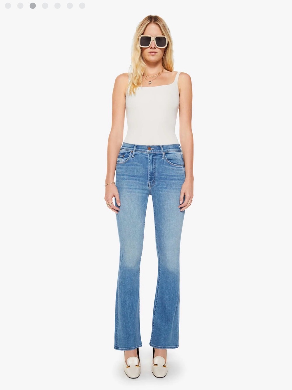 Mother Light Blue High-Rise Flare Jeans